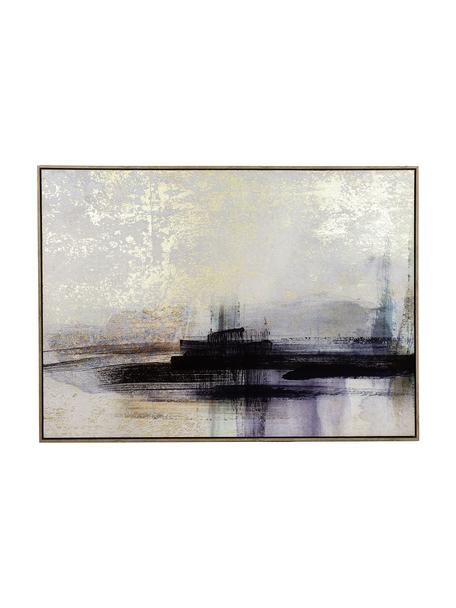 Bemalter Leinwanddruck Porto, Rahmen: Holz, beschichtet, Bild: Digitaldruck, Goldfolie, Mehrfarbig, B 140 x H 100 cm