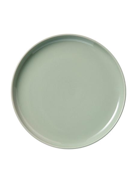 Assiettes plates en porcelaine Nessa, 4 pièces, Porcelaine dure de haute qualité, Vert sauge, Ø 26 cm