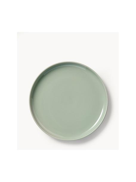 Assiettes plates en porcelaine Nessa, 4 pièces, Porcelaine de haute qualité, Vert sauge, haute brillance, Ø 26 cm