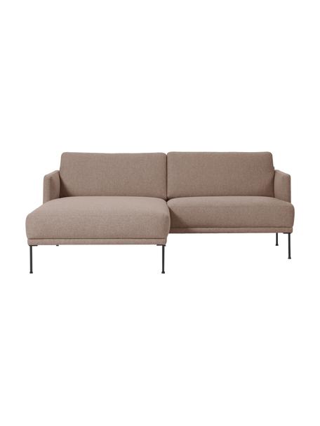 Divanetto angolare con piedini in metallo Fluente, Rivestimento: 100% poliestere Con 80.00, Struttura: legno di pino massiccio, , Piedini: metallo verniciato a polv, Tessuto taupe, Larg. 198 x Prof. 152 cm, chaise-longue a sinistra