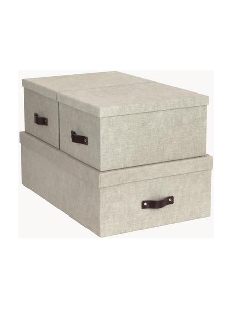 Opbergdozenset Inge II, set van 3, Handvatten: leer, Beige, Set met verschillende formaten