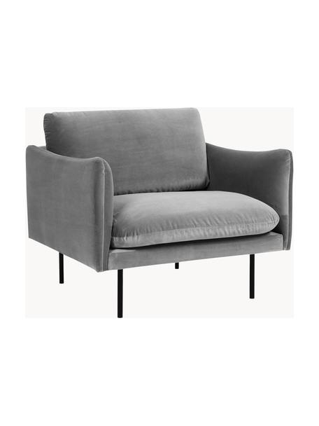 Sillón de terciopelo Moby, Tapizado: terciopelo (poliéster de , Estructura: madera de pino maciza, Patas: metal con pintura en polv, Terciopelo gris, An 90 x F 90 cm