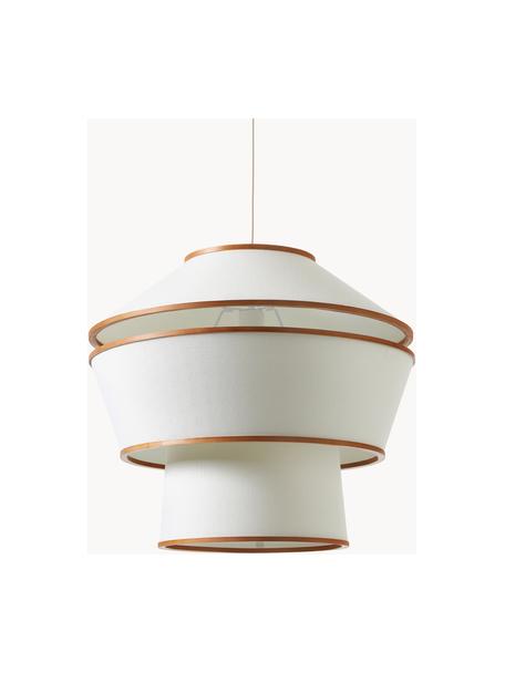 Lampada a sospensione Faro, Bianco latte, legno di bambù e di albero della gomma, laccato scuro, Ø 54 x Alt. 54 cm