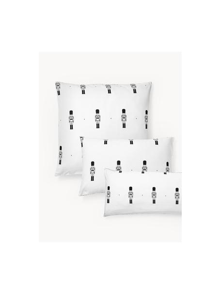 Dwustronna poszewka na poduszkę z flaneli Noan, Czarny, biały, we wzór, S 40 x D 80 cm