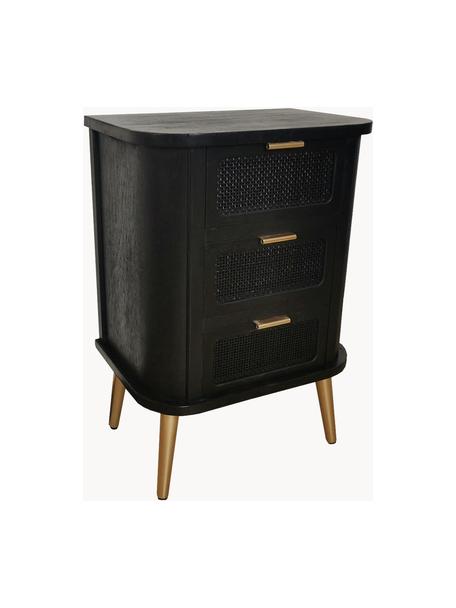 Szafka nocna z drewna Cayetana Round, Korpus: płyta pilśniowa średniej , Nogi: drewno bambusowe, lakiero, Drewno naturalne lakierowane na czarno, S 50 x W 72 cm