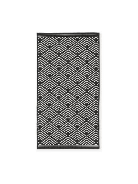 Alfombra estampada de interior/exterior Milano, Parte superior: 70% polipropileno recicla, Negro, blanco, An 80 x L 150 cm (Tamaño XS)
