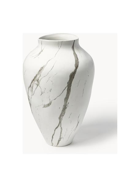 Vase artisanal Latona, haut. 41 cm, Grès cérame, Blanc, gris, marbré, mat, Ø 27 x haut. 41 cm