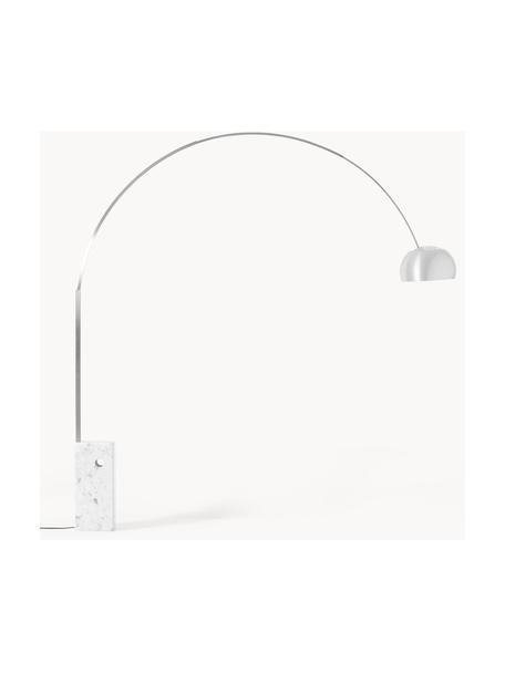 Lampa podłogowa łukowa Arco, Stelaż: metal powlekany, Odcienie srebrnego, biały, marmurowy, W 240 x G 220 cm