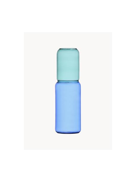 Handgefertigte Vase Revolve, Borosilikatglas, Hellblau, Türkis, Ø 11 x H 35 cm