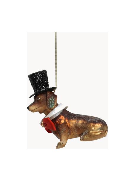Décoration de sapin de Noël Dog, Verre, Tons bruns, larg. 11 x haut. 12 cm