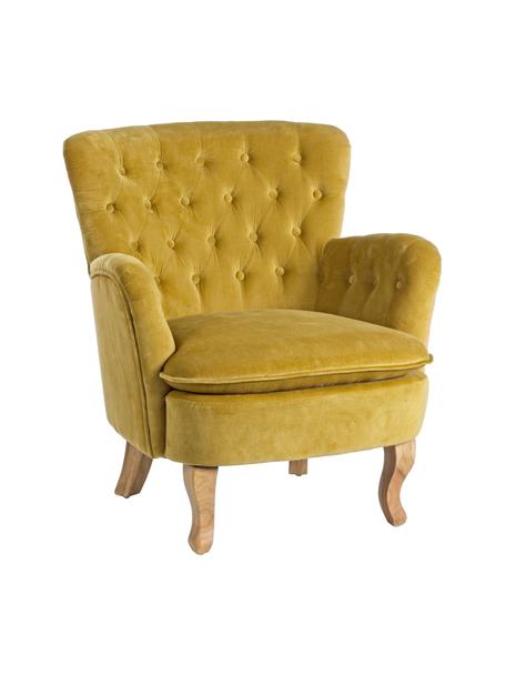 Sillón de terciopelo Orlins, Estructura: madera de pino, Tapizado: terciopelo de algodón, Asiento: 25 kg/m³, Terciopelo mostaza, An 72 x Al 79 cm
