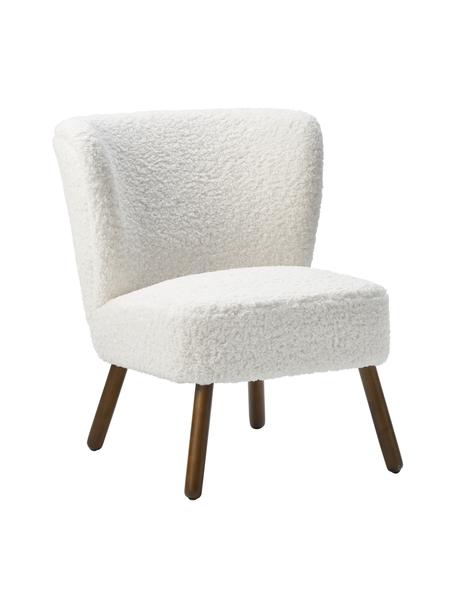 Poltrona in teddy Robine, Rivestimento: teddy (poliestere) Il riv, Gambe: legno di betulla vernicia, Teddy bianco, Larg. 63 x Prof. 73 cm