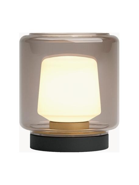 Mobiel LED outdoor tafellamp New York, dimbaar, Taupe, zwart, Ø 14 x H 17 cm