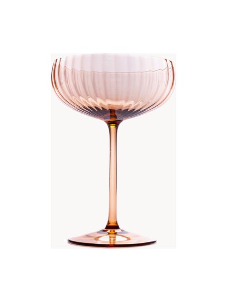 Set de copas pompadour de champán artesanales Lyon, 2 uds., Vidrio, Marrón claro, Ø 12 x Al 16 cm, 280 ml