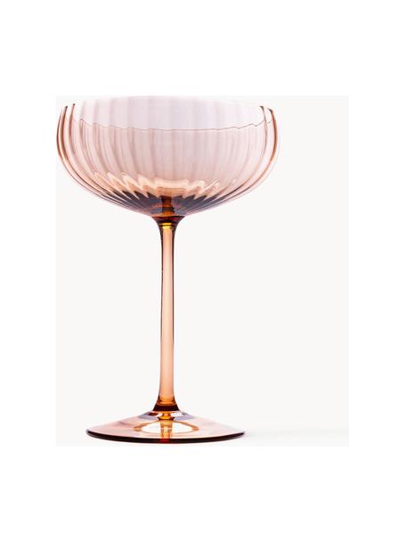 Súprava ručne vyrobených pohárov na šampanské Lyon, 2 diely, Sklo, Svetlohnedá, Ø 12 x V 16 cm, 280 ml