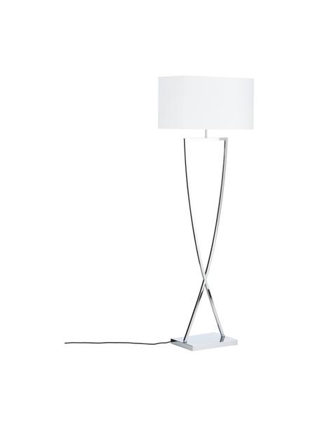 Lámpara de pie Toulouse, Pantalla: tela, Cable: plástico, Plateado, blanco, An 50 x Al 157 cm
