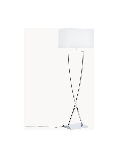 Lampada da terra Toulouse, Paralume: tessuto, Base della lampada: metallo cromato, Argentato, bianco, Alt. 157 cm