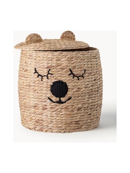 Cesta con coperchio Bear, Giacinto d'acqua, Beige, nero, Ø 42 x Alt. 50 cm