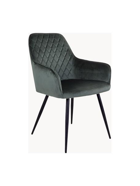 Sillas con reposabrazos en terciopelo Harbo, 2 uds., Tapizado: terciopelo de poliéster, Patas: metal recubierto, Terciopelo verde, An 57 x F 65 cm