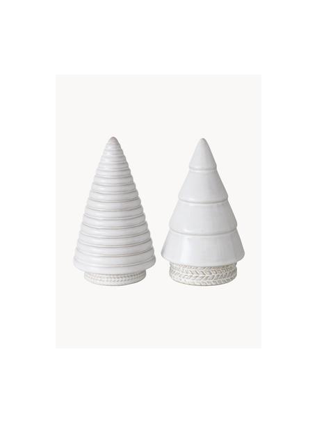 Decoratieve boompjes Lody, set van 2, Keramiek, Wit, Ø 11 x H 18 cm