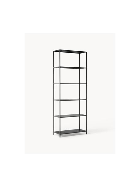 Libreria alta in metallo Neptun, Metallo verniciato a polvere, Nero, Larg. 70 x Alt. 185 cm