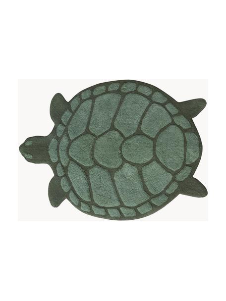 Alfombrilla de baño en forma de tortuga Lazy, 100% algodón, certifacado Oeko-Tex®, Verde claro, verde oscuro, An 75 x L 98 cm
