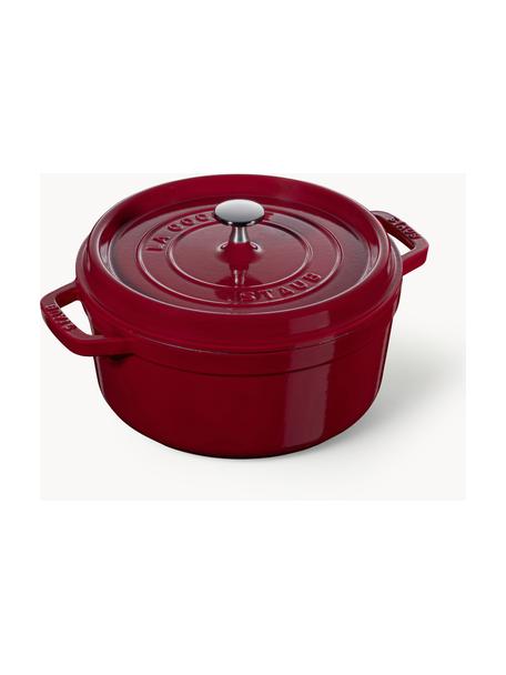 Casseruola rotonda in ghisa La Cocotte, Ghisa smaltata, Rosso vino, argentato, Ø 24 x Alt. 15 cm