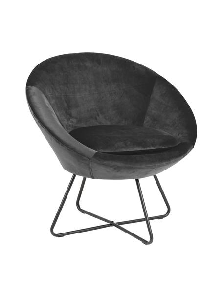 Fluwelen fauteuil Center in grijs, Bekleding: polyester fluweel Met 25., Frame: metaal, gepoedercoat, Fluweel donkergrijs, B 82 x D 71 cm