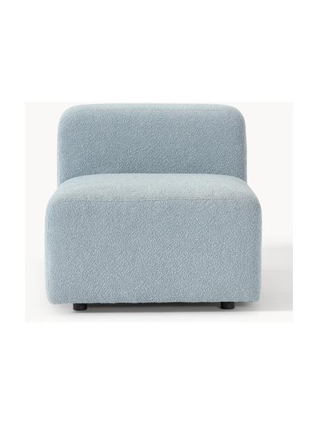 Módulo de centro bouclé Lena, Tapizado: tejido (88% poliéster, 12, Estructura: madera de pino, contracha, Patas: plástico, Bouclé azul claro, An 76 x F 106 cm