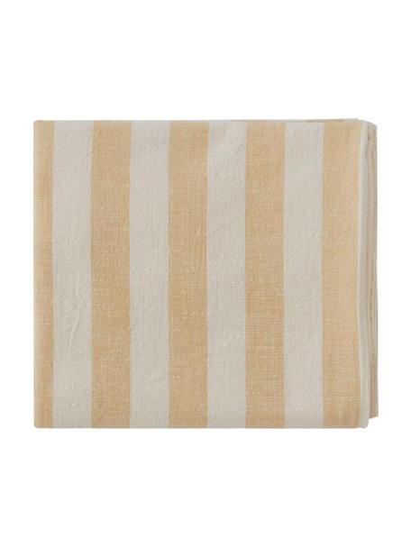 Gestreept katoenen tafelkleed Strip, 100% katoen, Geel, wit, Voor 4 - 6 personen (B 140 cm x L 200 cm)