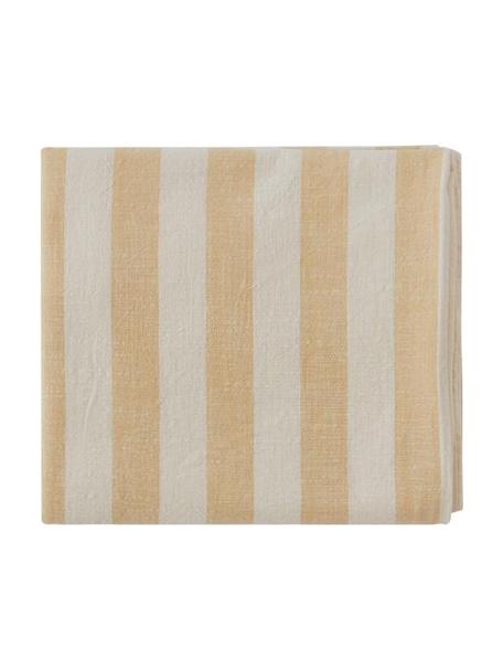 Mantel de algodón Tira, 100% algodón, Amarillo y blanco a rayas, De 4 a 6 comensales (An 140 x L 200 cm)