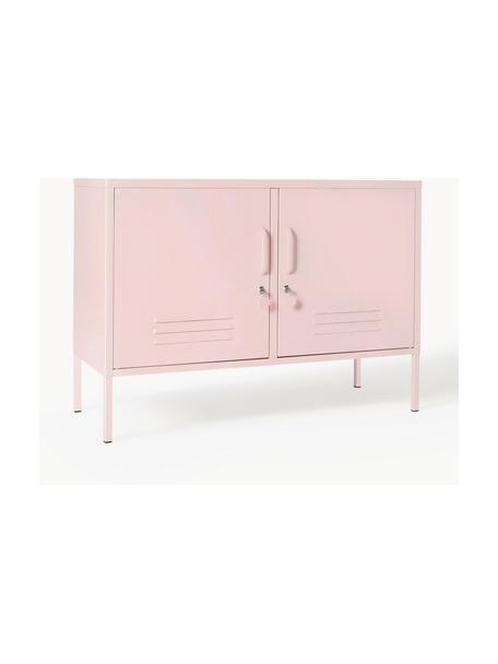 Credenza in metallo The Lowdown, Acciaio verniciato a polvere, Rosa chiaro, Larg. 100 x Alt. 72 cm