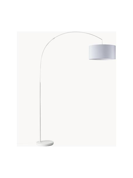 Grande lampada ad arco bianca Niels, Base della lampada: metallo spazzolato, Paralume: tessuto, Bianco, Larg. 157 x Alt. 218 cm
