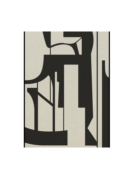 Gerahmter Digitaldruck Silhouette, Bild: Pappe, Rahmen: Stahl, beschichtet, Front: Glas, Hellbeige, Schwarz, B 30 x H 43 cm