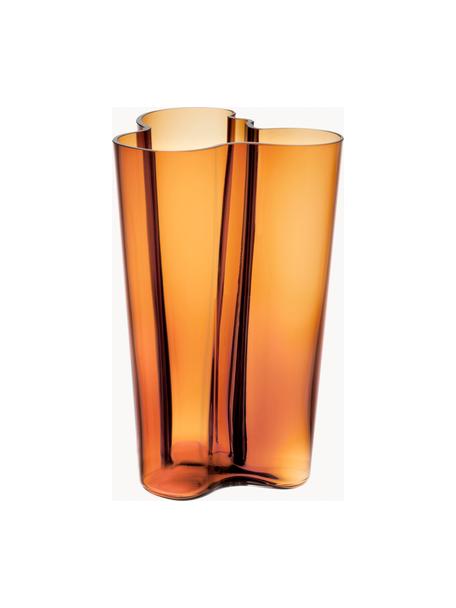 Jarrón soplado artesanalmente Alvaro Aalto, 25 cm, Vidrio soplado artesanalmente, Naranja transparente, An 17 x Al 25 cm