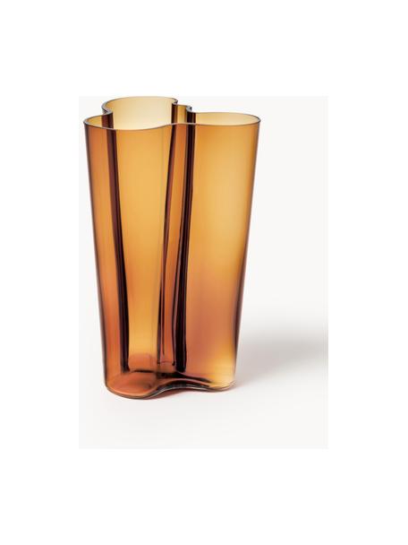 Mundgeblasene Vase Alvar Aalto, H 25 cm, Glas, mundgeblasen, Orange, transparent, B 17 x H 25 cm