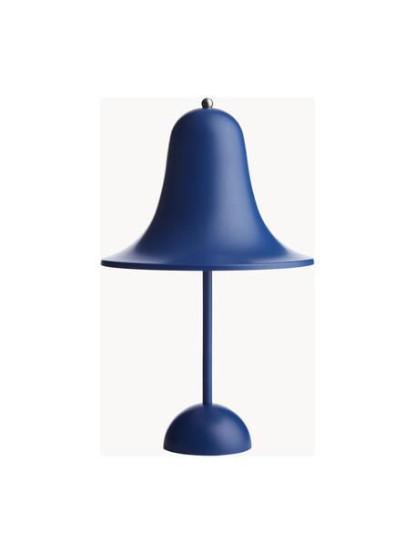 Kleine mobile LED-Tischlampe Pantop, Design Verner Panton, Kunststoff, Dunkelblau, matt, Ø 18 x H 30 cm