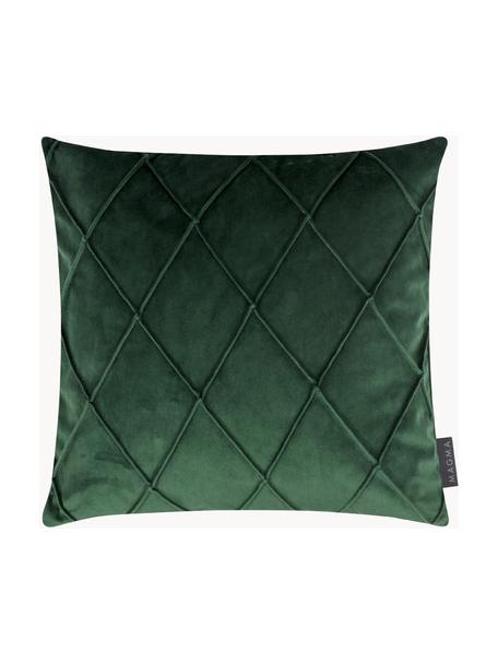 Housse de coussin en velours à relief Nobless, 100 % velours de polyester, Vert foncé, larg. 40 x long. 40 cm