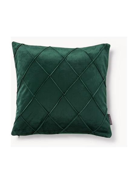 Housse de coussin 40x40 en velours à relief Nobless, 100 % velours de polyester, Vert foncé, larg. 40 x long. 40 cm