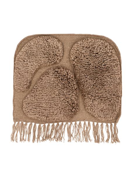 Decoración de pared grande de lana con flecos Jakobsö, 100% lana, Marrón, An 62 x Al 50 cm