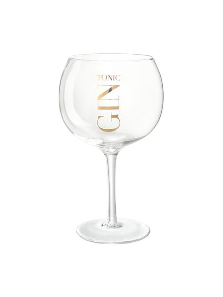Copas balón Gin Tonic, 4 uds., Vidrio, Transparente, dorado, Ø 13 x Al 22 cm
