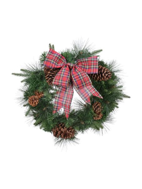 Vánoční věnec Harta, Ø 50 cm, Umělá hmota, Zelená, červená, hnědá, Ø 50 cm, V 15 cm