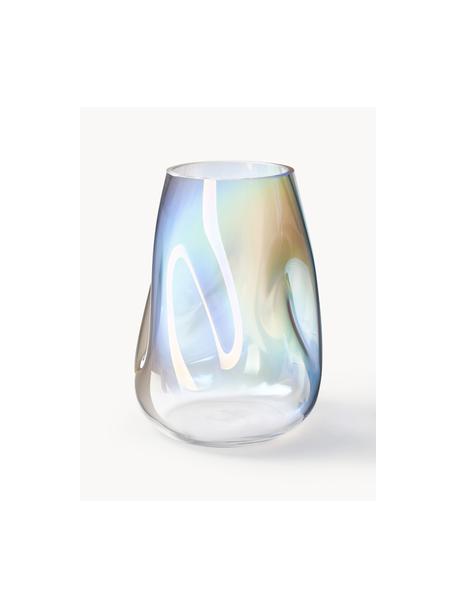 Mondgeblazen glazen vaas Rainbow, H 26 cm, Mondgeblazen glas, Transparant, iriserend, Ø 18 x H 26 cm