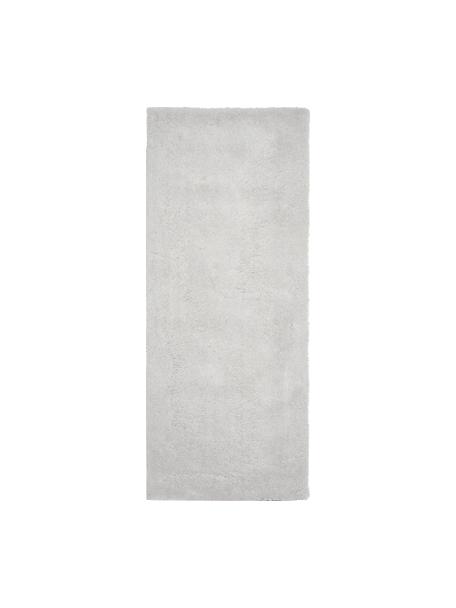 Pluizige hoogpolige loper Leighton in lichtgrijs-beige, Bovenzijde: microvezels (100% polyest, Onderzijde: 70% polyester, 30% katoen, Lichtgrijs-beige, B 80 x L 200 cm