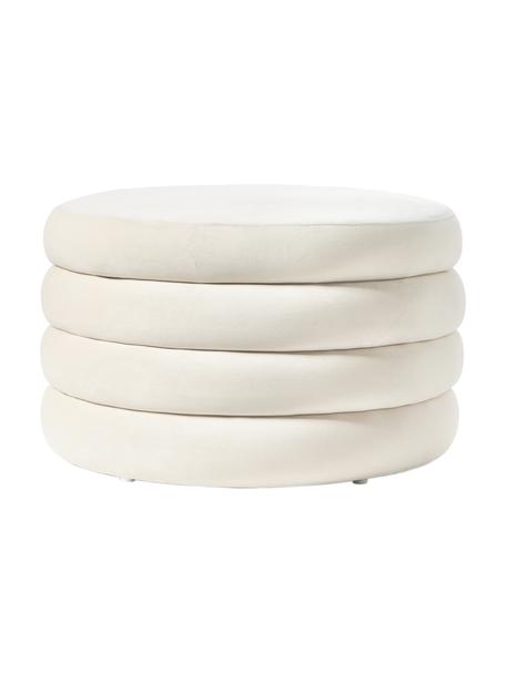 Puf grande de terciopelo Alto, con espacio de almacenamiento, Tapizado: terciopelo (100% poliéste, Estructura: madera de pino maciza, ma, Terciopelo blanco crema, Ø 69 x Al 44 cm