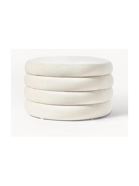 Pouf XL contenitore in velluto Alto, Rivestimento: velluto (100% poliestere), Struttura: legno di pino, compensato, Velluto bianco crema, Ø 69 x Alt. 44 cm