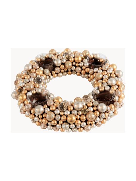 Corona de Adviento Festivity, Portavelas: vidrio, Crema, dorado, Ø 33 x Al 8 cm