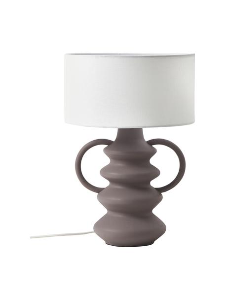 Lampe à poser de forme organique Luivi, Blanc crème, brun, Ø 32 x haut. 47 cm