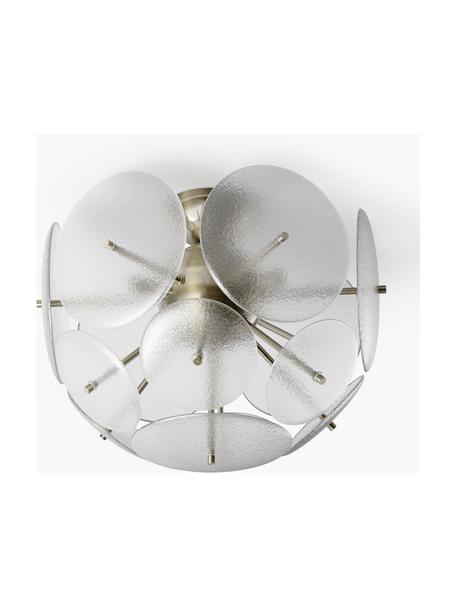 Lampada da soffitto in vetro Mireille, Paralume: vetro, Struttura: metallo, Semirasparente, dorato, Ø 40 x Alt. 36 cm