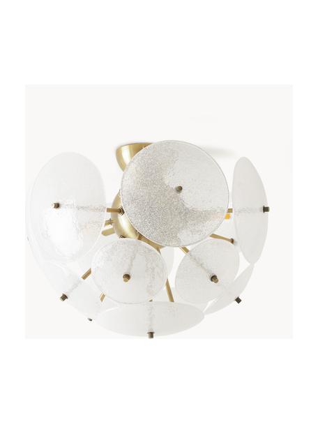 Lampada da soffitto in vetro Mireille, Paralume: vetro, Struttura: metallo, Semirasparente, dorato, Ø 40 x Alt. 36 cm